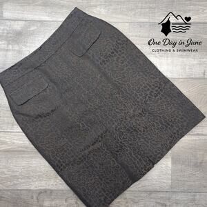 Ann Taylor Wool Leopard Print Lined Pencil Skirt Size 10